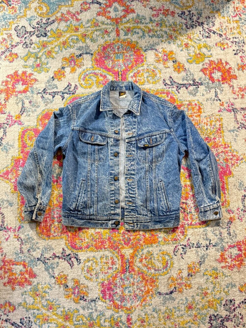 Vintage Lee Riders Denim Jacket; 80s Trucker Blue Button-Up Buckle Back